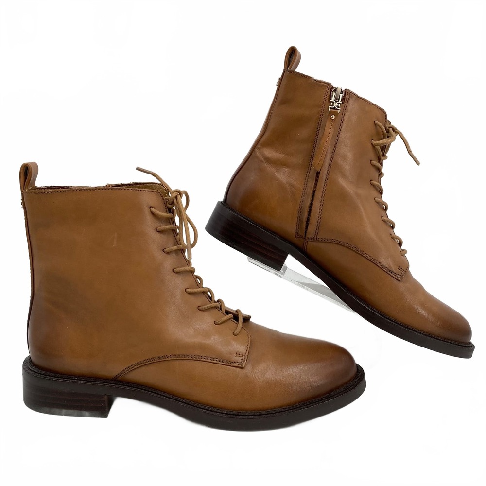 Sam Edelman Brown Nina Leather Lace-Up Boots | Size 8.5